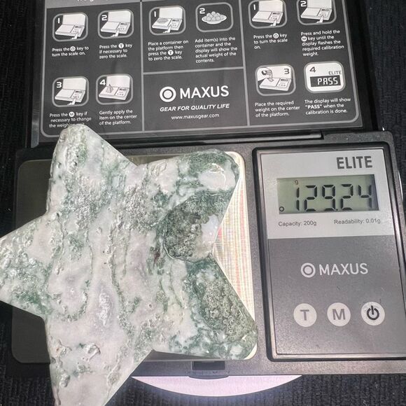 Moss Agate Crystal‎ Star Carving - Picture 9 of 9